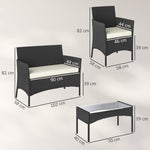 4 Piece Rattan Garden Furniture Sofa Set With Cushions | Cream