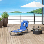 Garden Sun Lounger Folding Recliner Chair | Set of 1 | Blue