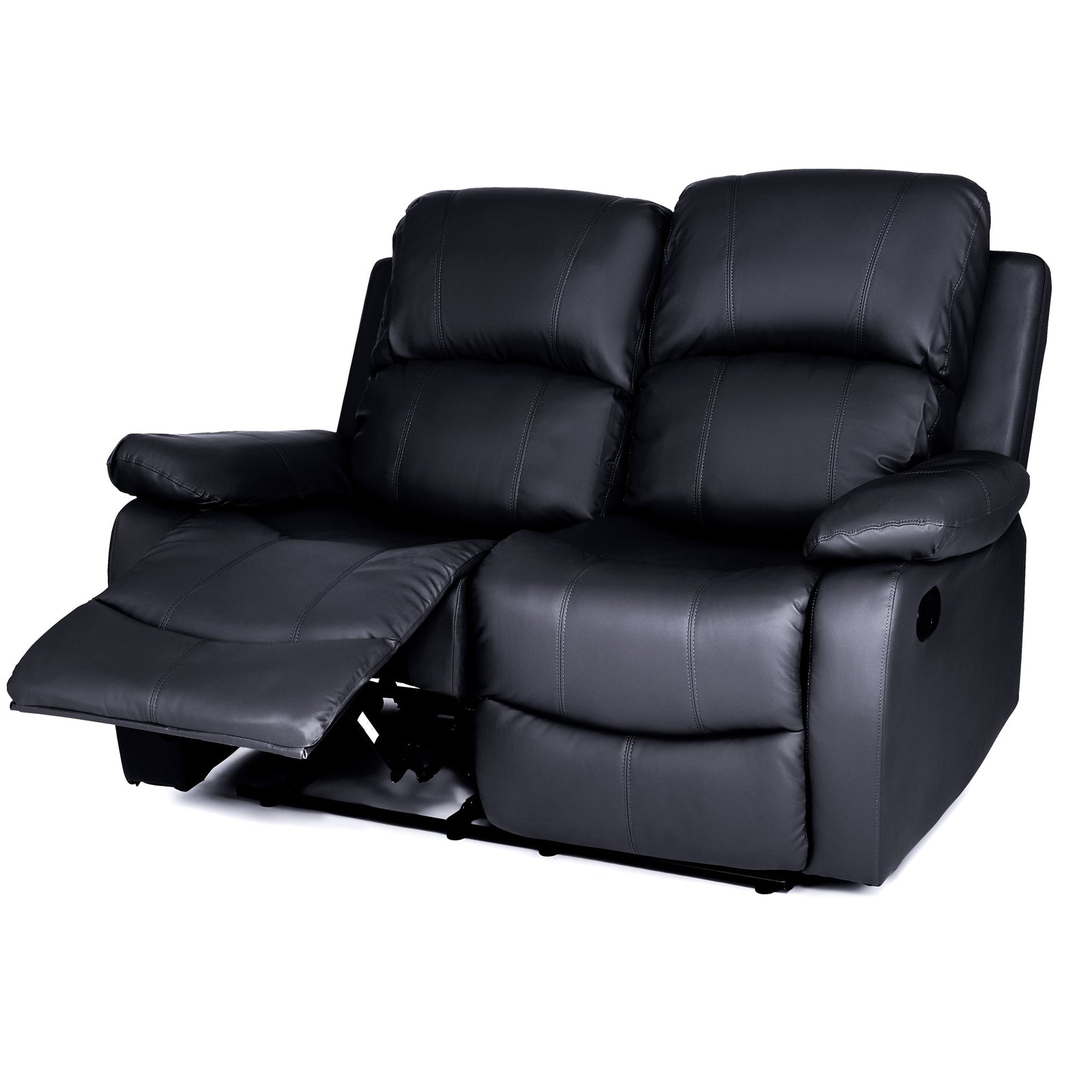 Bonded Leather Recliner Sofa - 2 Seater | Black