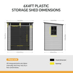 6 X 4ft Outdoor Garden Pent Roof Tool Storage Shed | Dark Grey