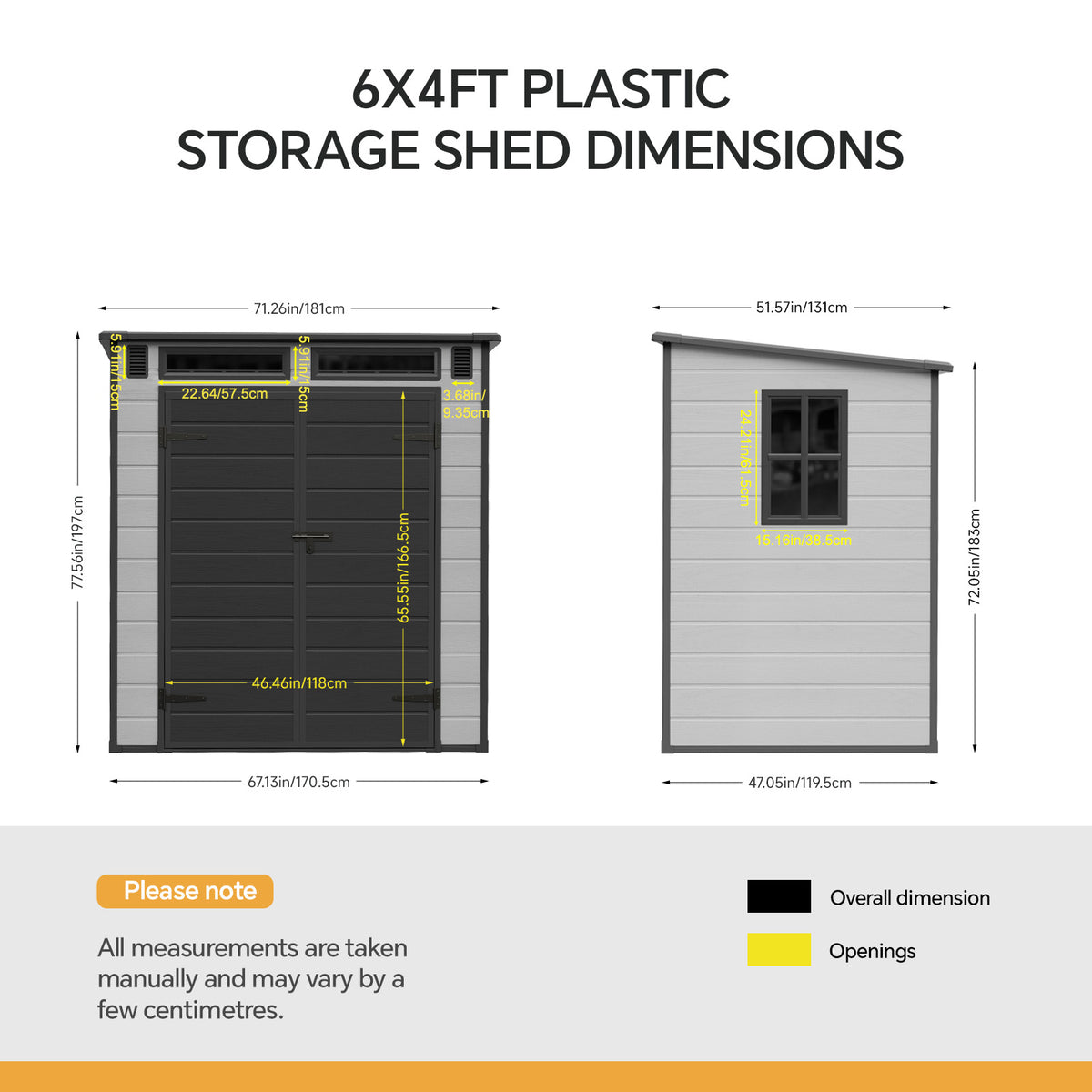 6 X 4ft Outdoor Garden Pent Roof Tool Storage Shed | Dark Grey