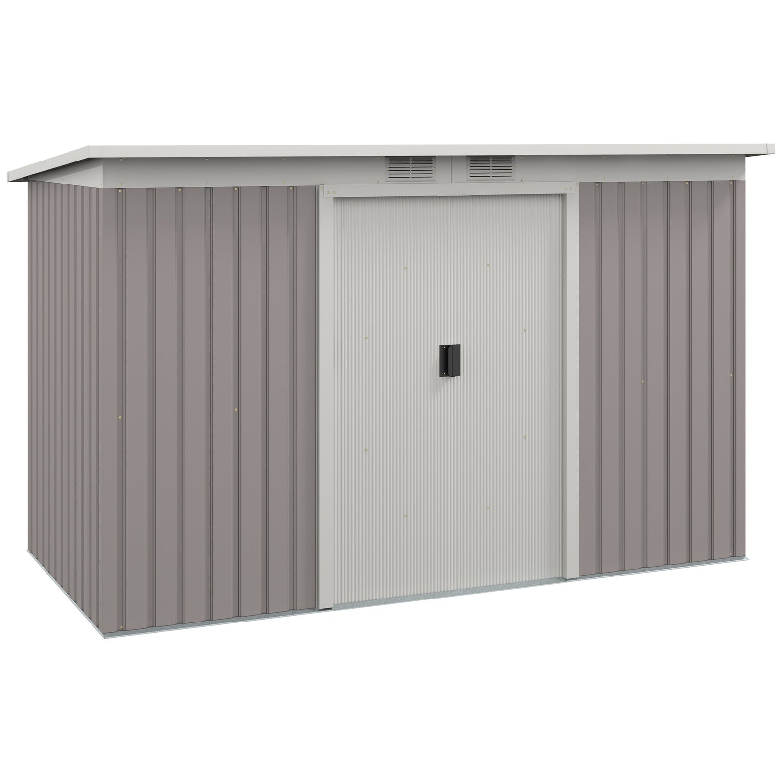 9 X 4ft Outdoor Metal Frame Garden Storage Shed W/ 2 Door | Light Slate Gray