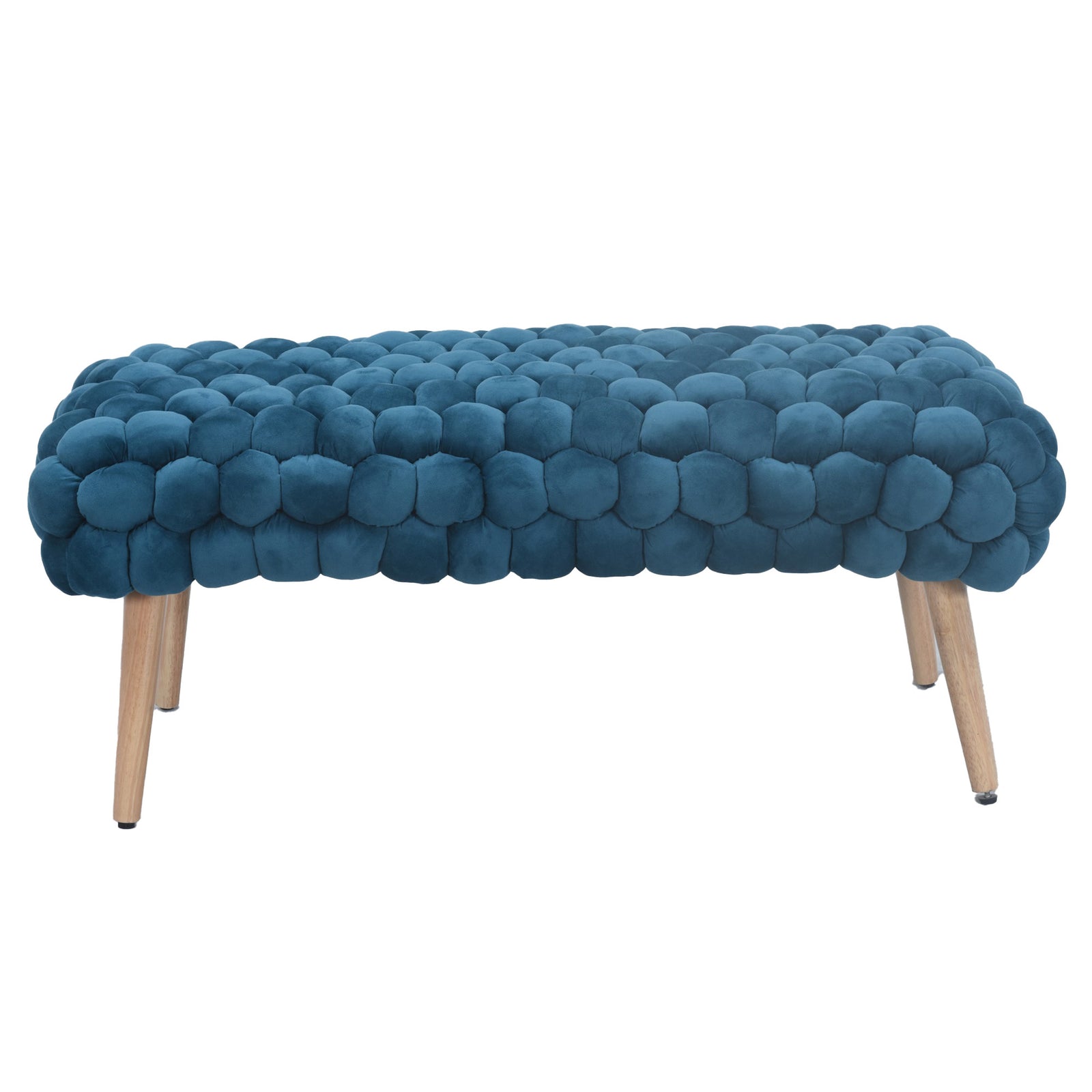 Cushla Bubbly Velvet Large Footstool | Teal