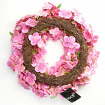 40cm Artificial Pink Floral Blossom Wreath Natural Look