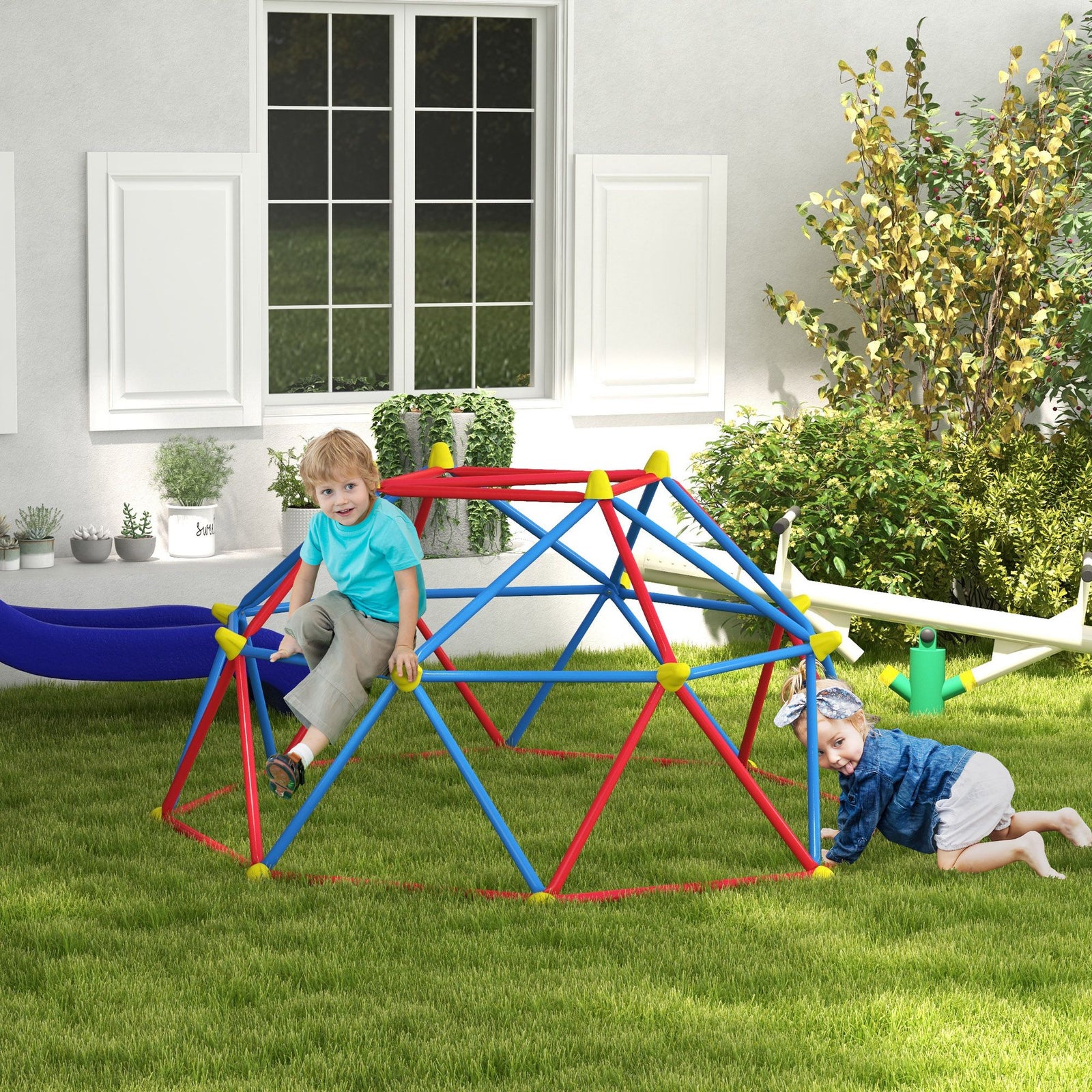 6 Ft Dome Climber, Jungle Gym W/ Uv-resistant Steel Frame