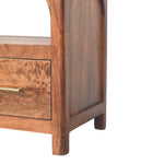 Arc-line Media Console,2 Drawers, 1 Open Shelf, Brown