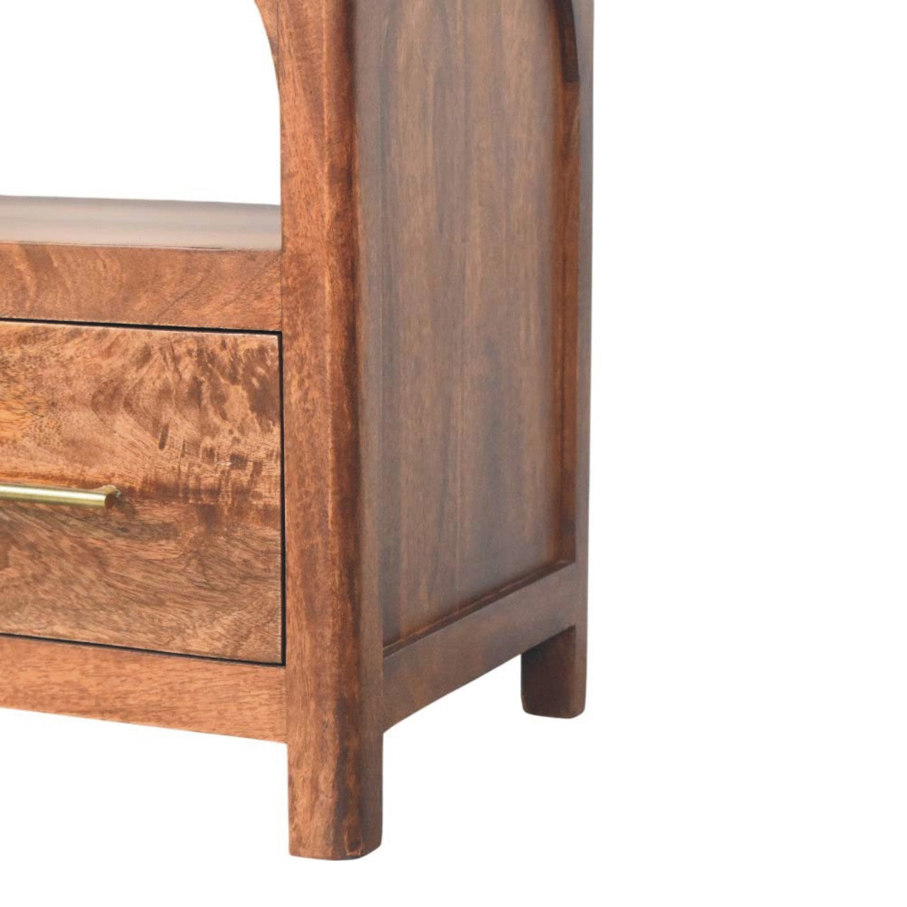 Arc-line Media Console,2 Drawers, 1 Open Shelf, Brown