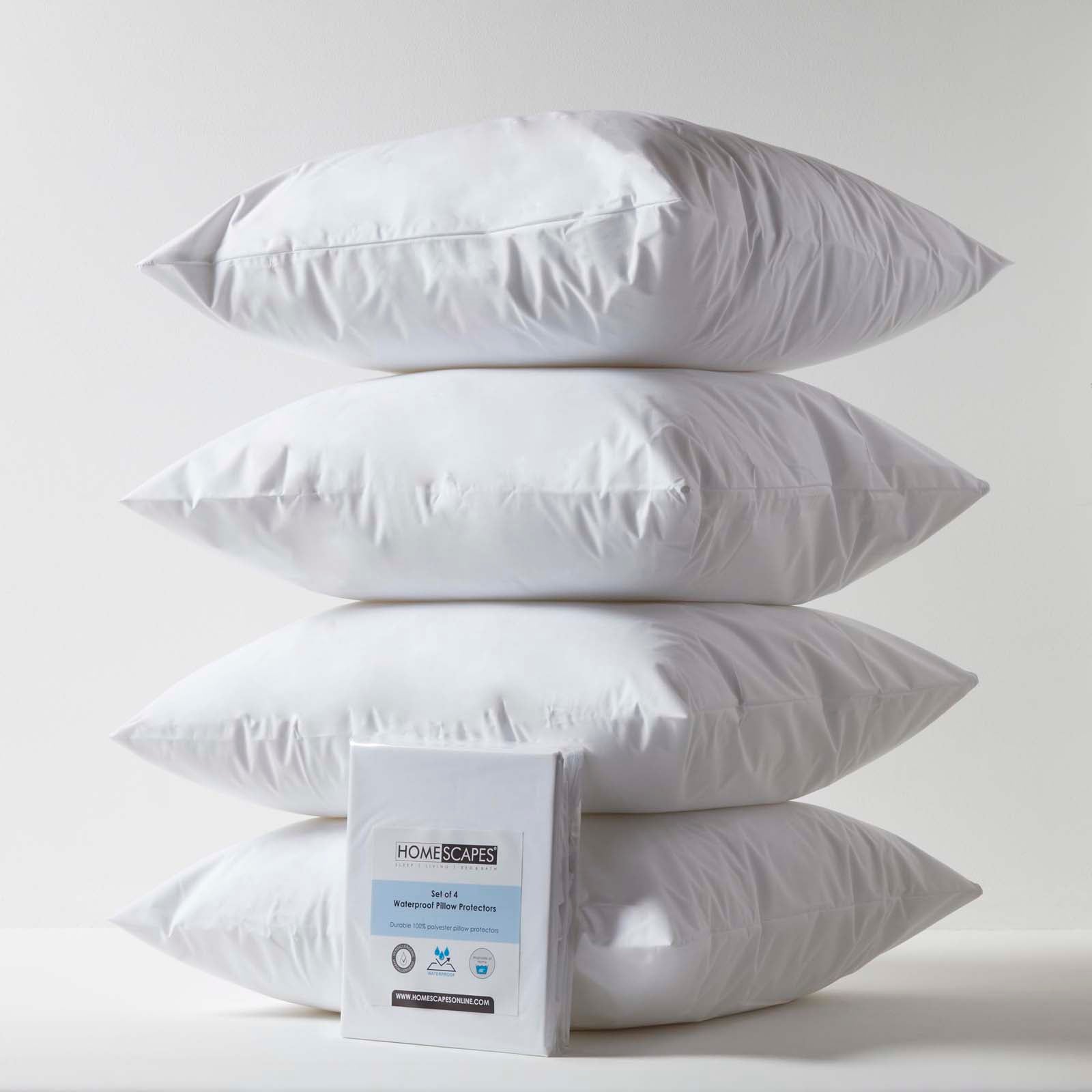 Waterproof Pillow Protectors, Pack Of 4 | 60cm x 60cm | White