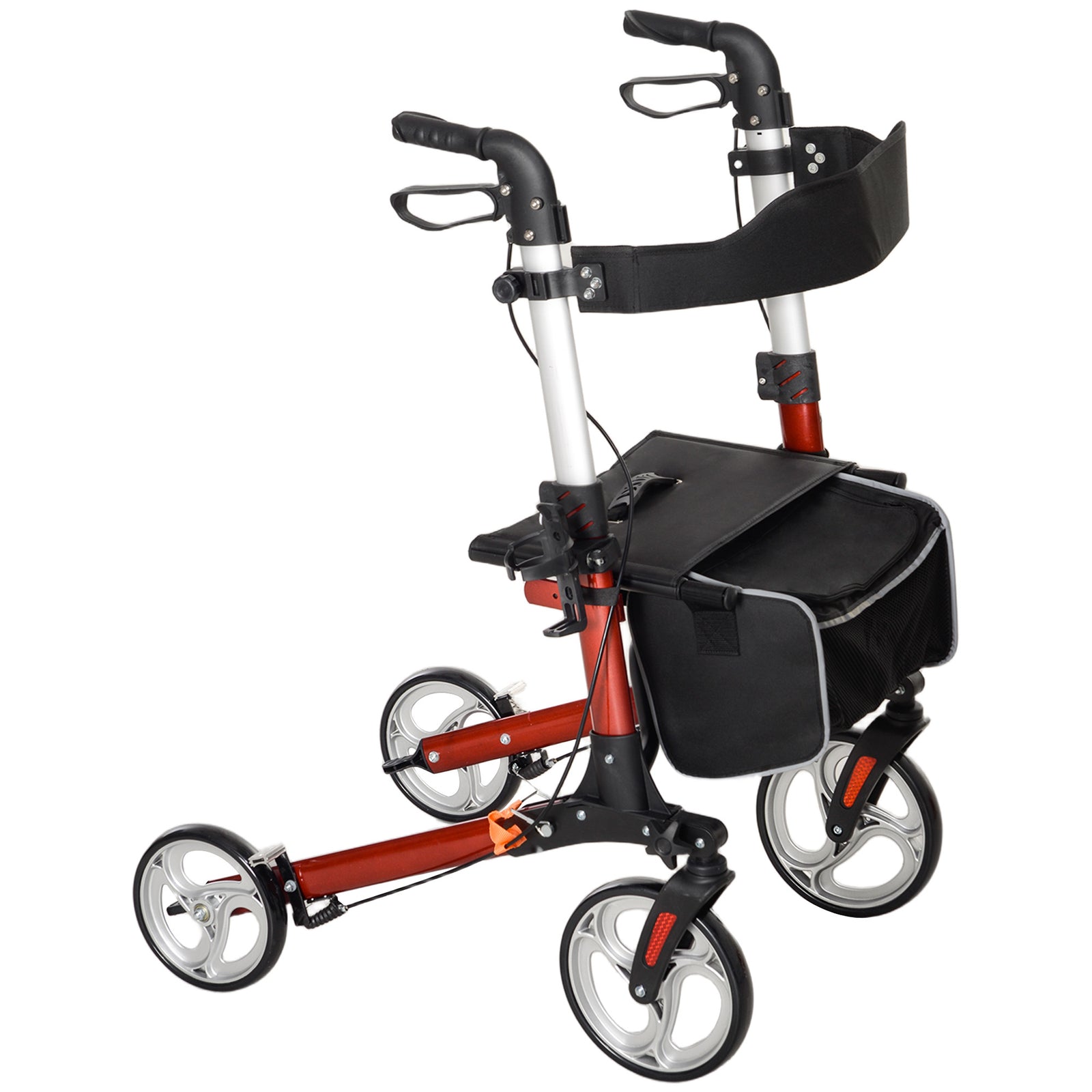Fully Folding Rollator Walker With Seat, Red
