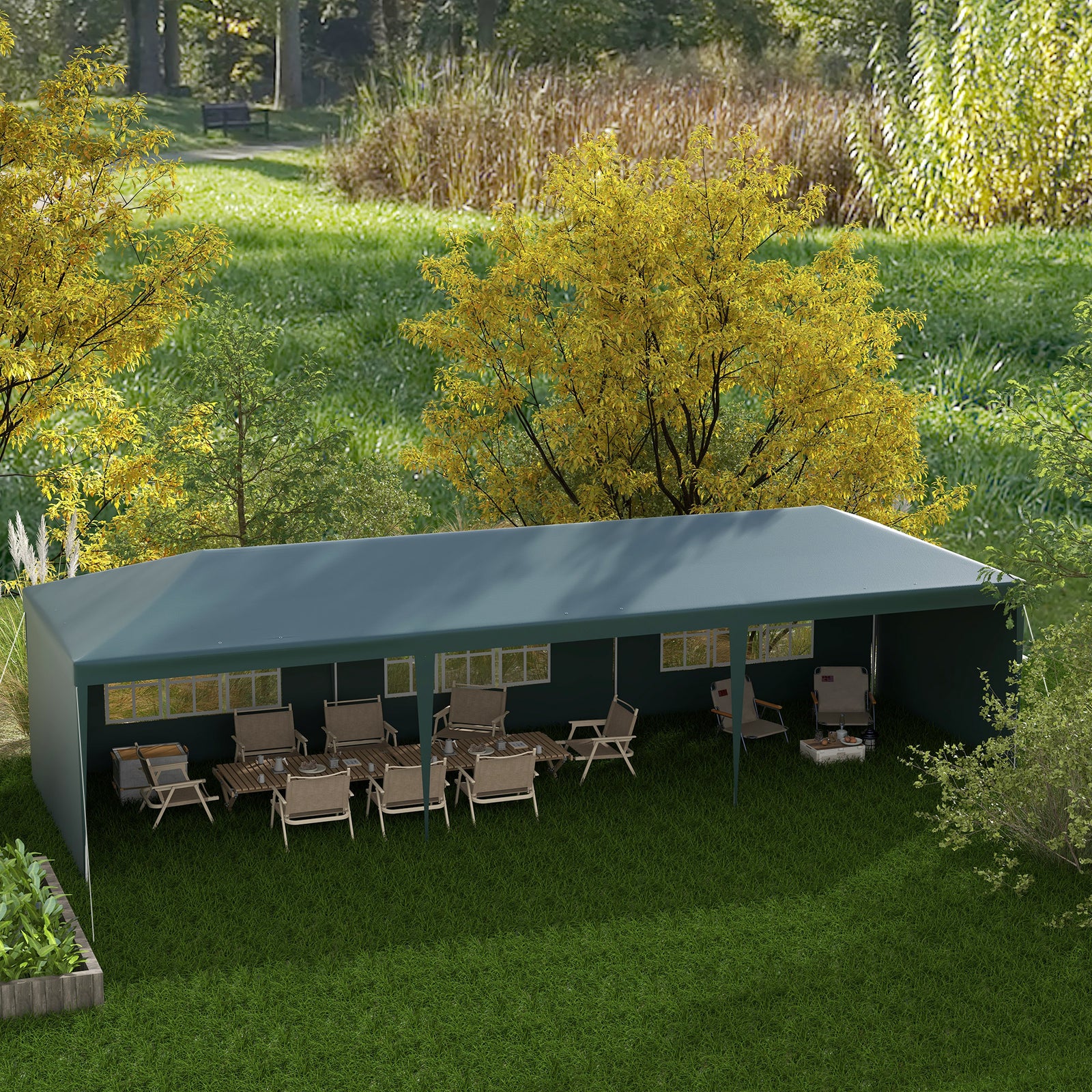 9m X 3m Outdoor Garden Gazebo Wedding Party Tent Canopy | Green