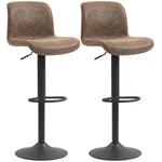 Barstools Set Of 2, Dining Stools With Backrest And Footrest | Brown