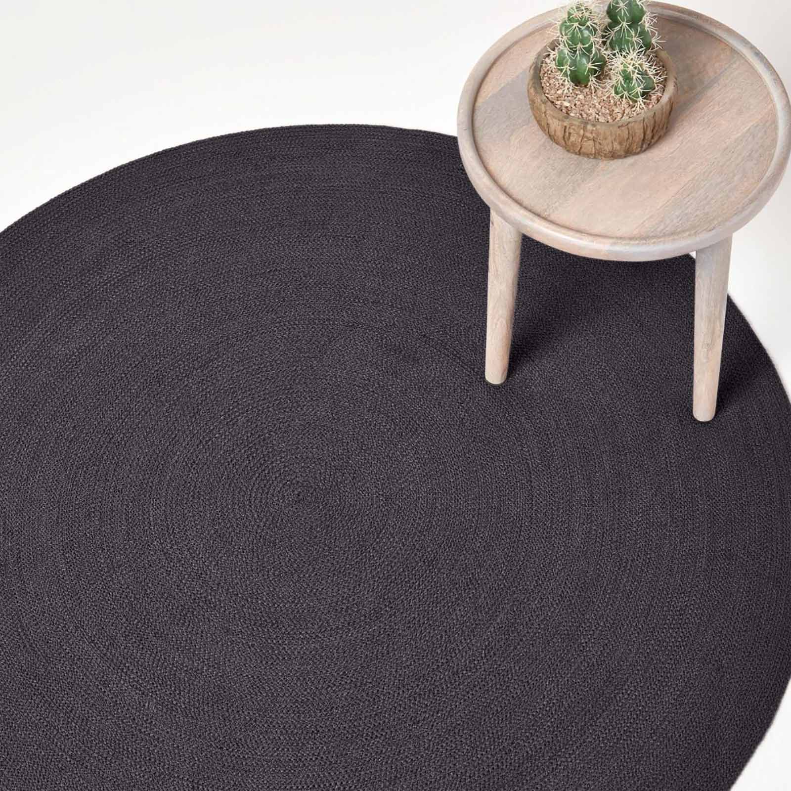 Handmade Woven Braided Oval Rug | 120cm | Black