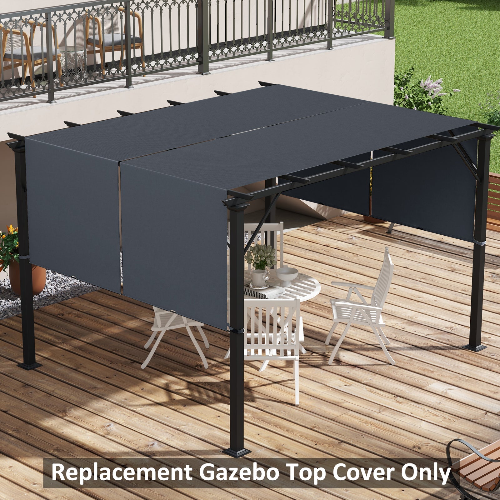 2 Pcs Pergola Replacement Canopy Cover, Uv Protection | Dark Gray