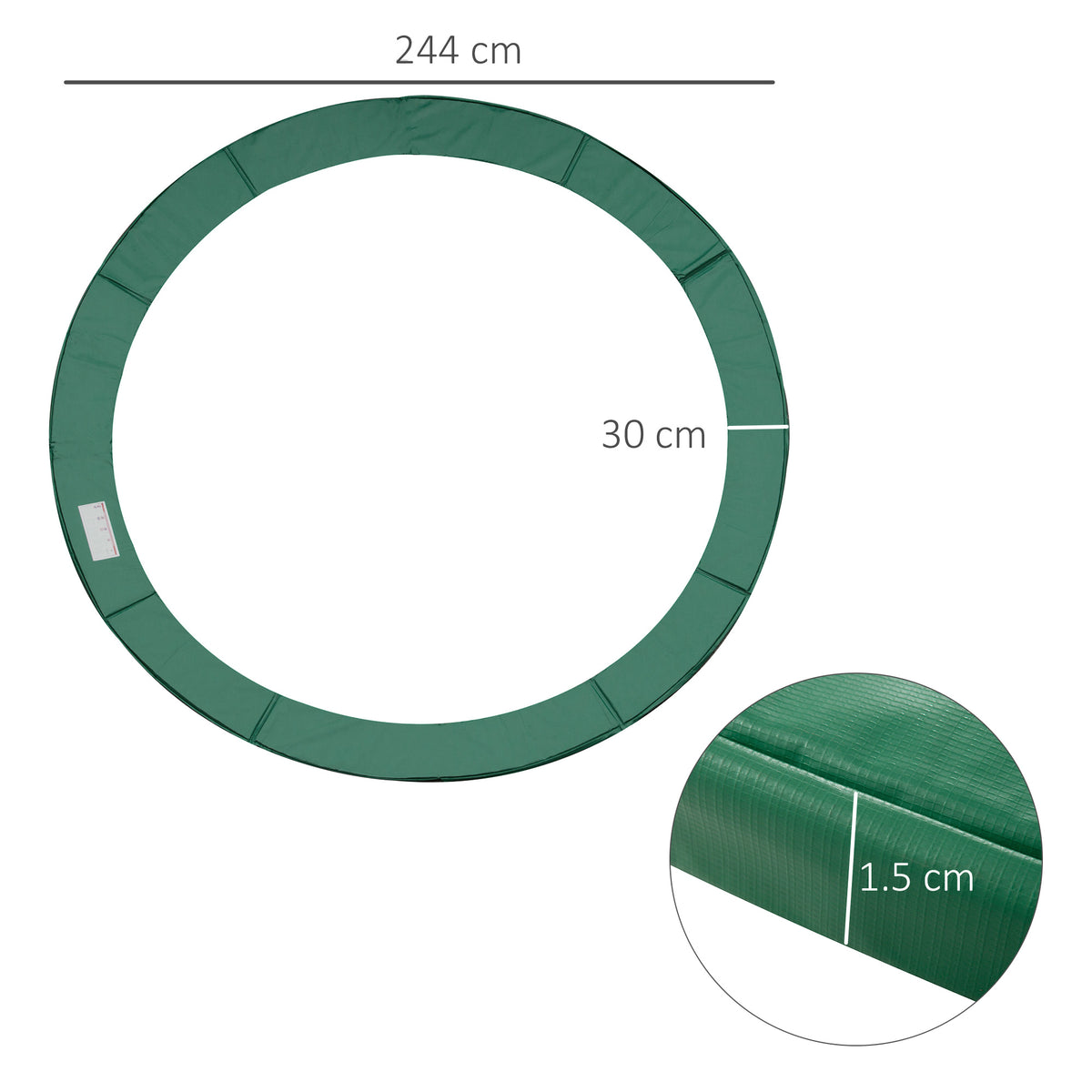 8ft Replacement Trampoline Pad, Thick Foam Safety Cover | Green