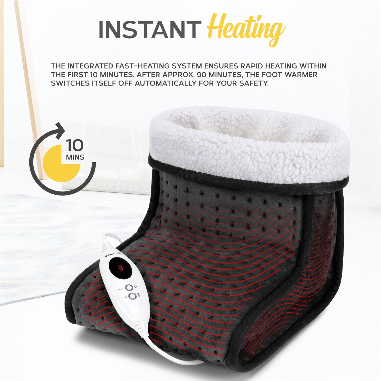 Electric Foot Warmer - Soft And Breathable Heating Pad - Heat Therapy | One Size | Dark Grey