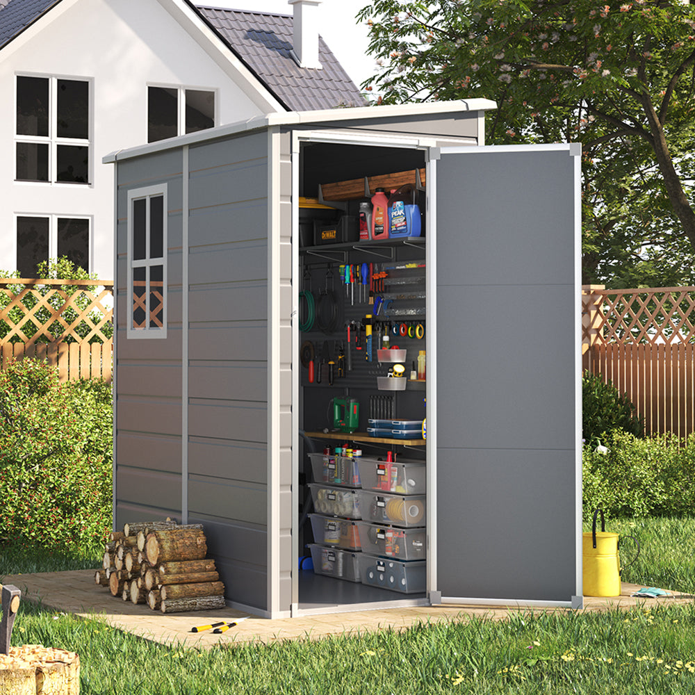 5x4ft Durable Outdoor Plastic Storage Shed With Floor – Weatherproof Garden & Patio Organizer For Tools & Equipment