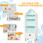 142x50cm Child's Rocket Bookshelf W/ 3 Shelves Drawer Wood Legs White