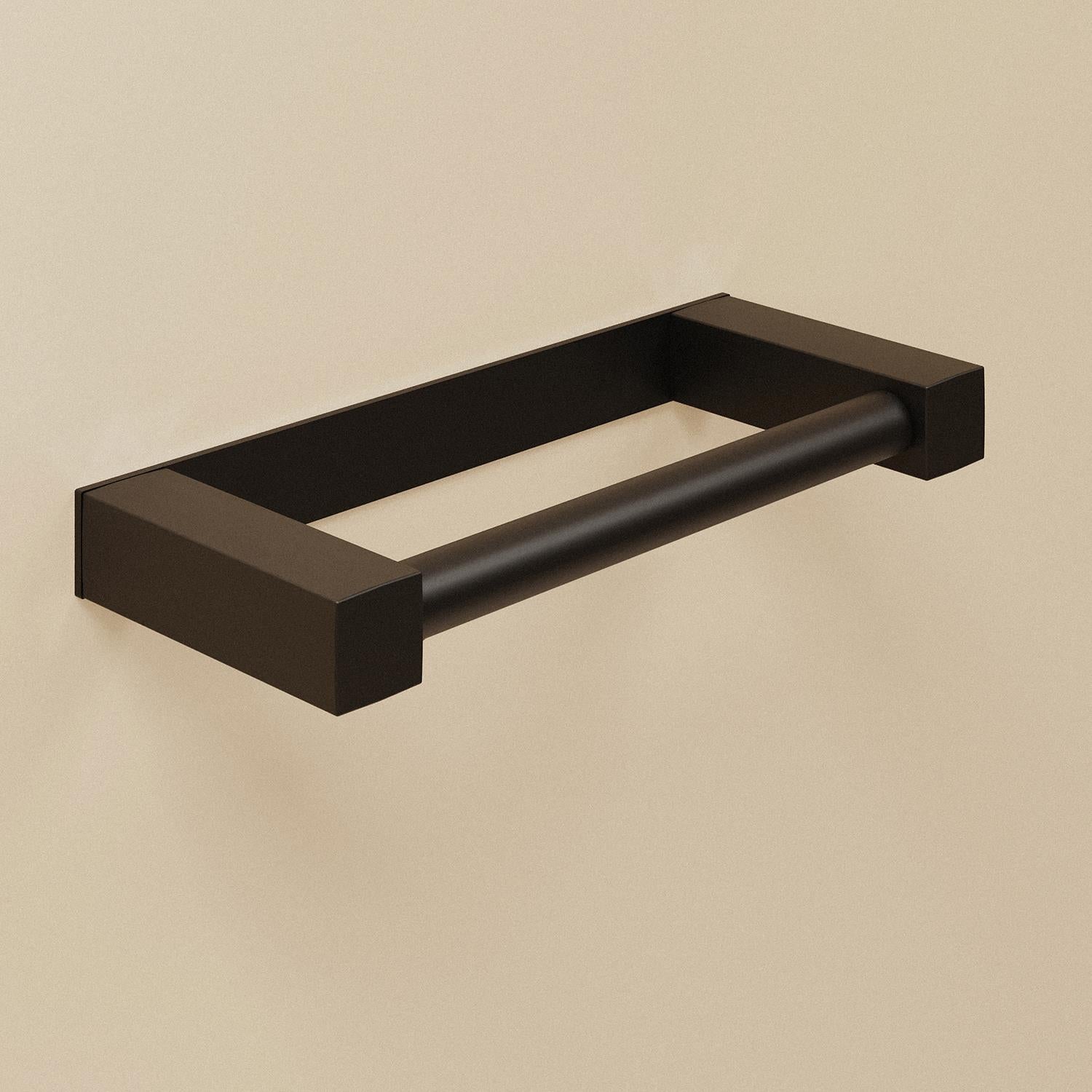 Toilet Roll Holder, Black Matt, Wall-mounted, 7,5 Cm. Collection Metric