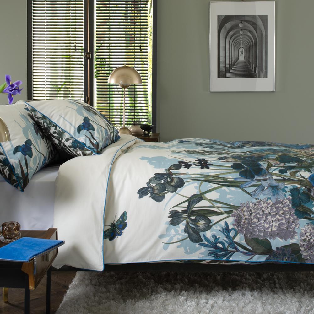 Tivoli Blue Digital Print 100% Cotton Duvet Cover Set | Single | Blue