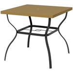 Square Garden Dining Table W/ Umbrella Hole | Brown