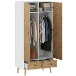 HOMCOM Cabinet Wood-effect Sticker Surface With 2 Storage Shelves, White