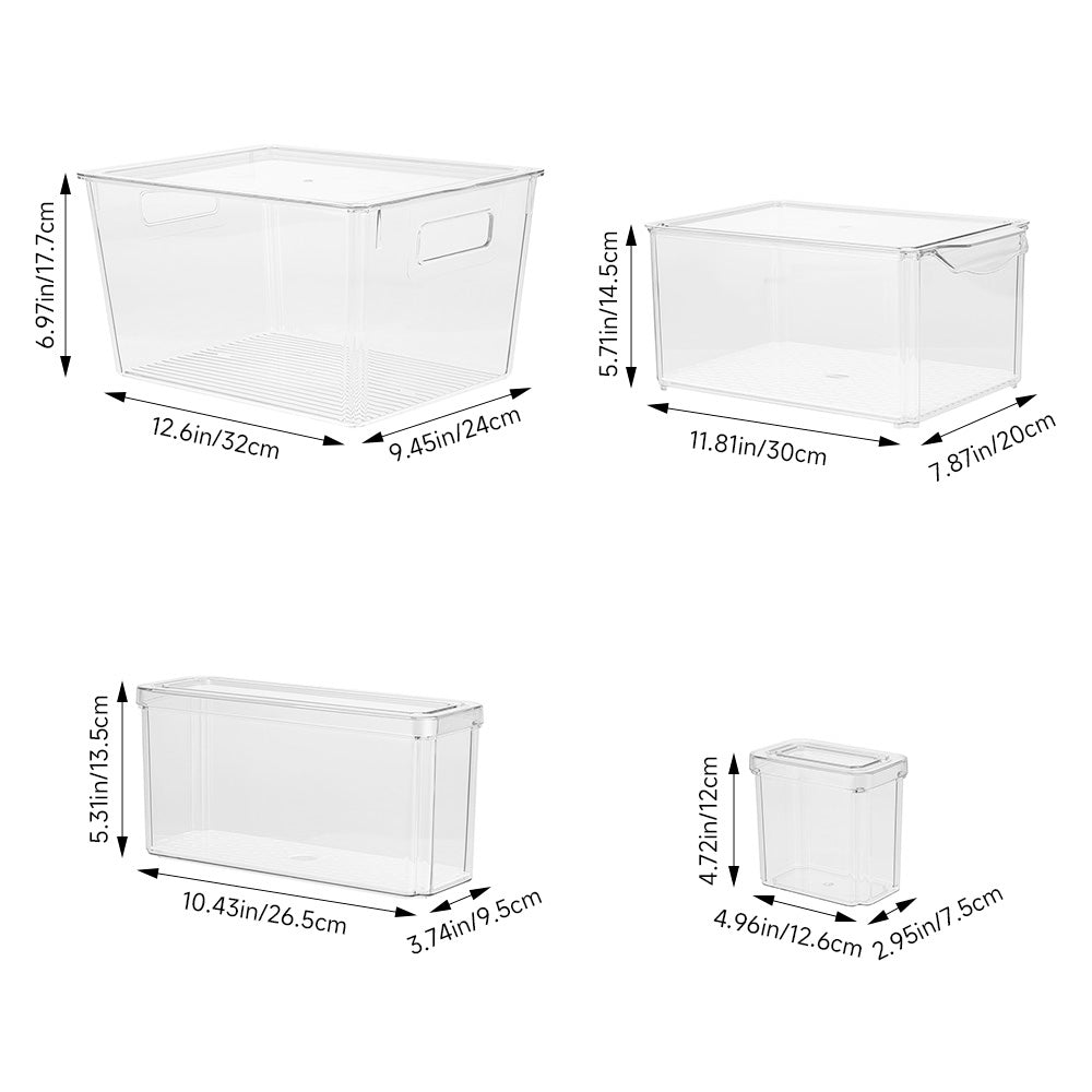 Stackable Clear Fridge Organisers Storage Boxes | Set-of-8