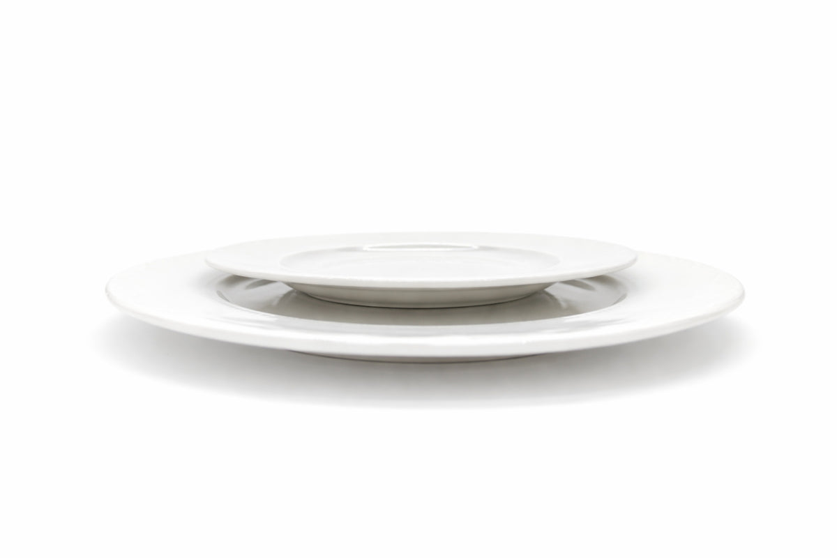 Dinner Plate Porcelain White Embossed Flora Rim 27cm | Set of 6 | White