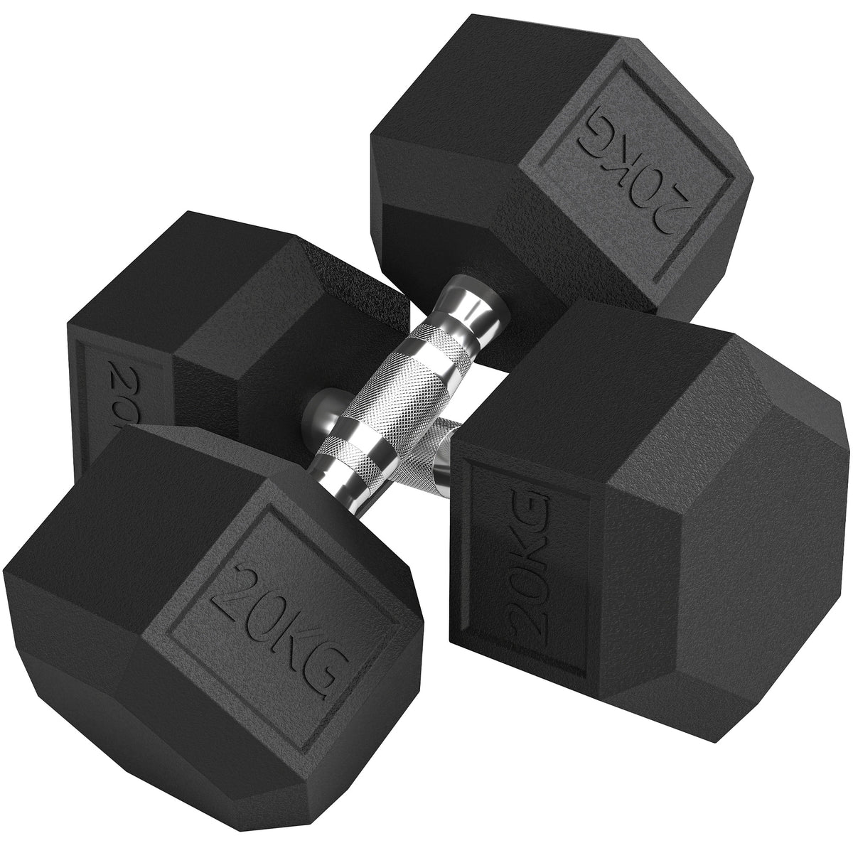 Rubber Hex Dumbbell Portable Hand Weights Home Gym | 40kg | Black