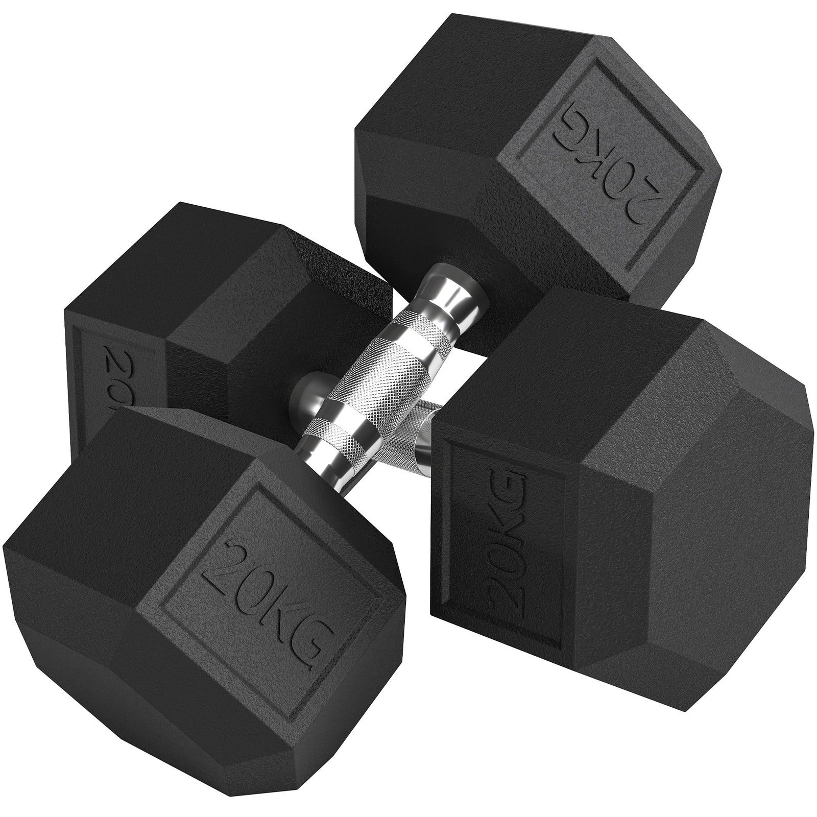 Rubber Hex Dumbbell Portable Hand Weights Home Gym | 40kg | Black