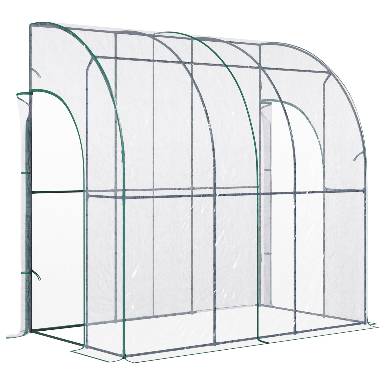 214x118x212cm Walk-in Lean-to Greenhouse