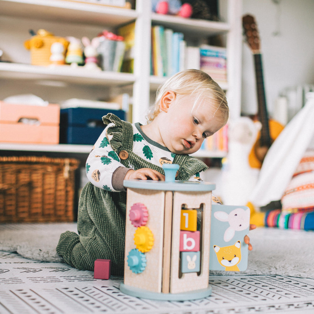 Wooden Rolling Activity Centre, 4 Sided Activity Toy