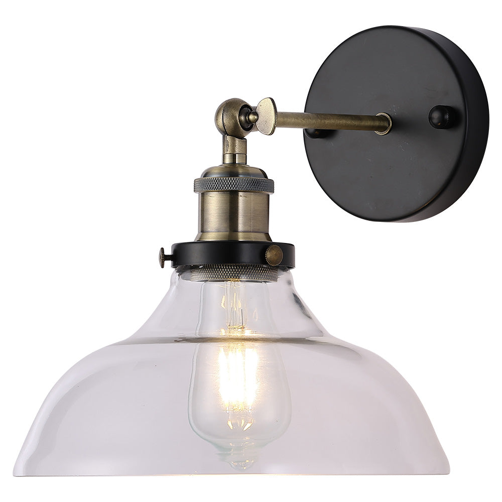 Industrial 1-light Armed Sconce With Clear Glass Shade