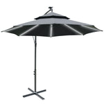 3m Cantilever Banana Parasol W/ Led Solar Lights | Black