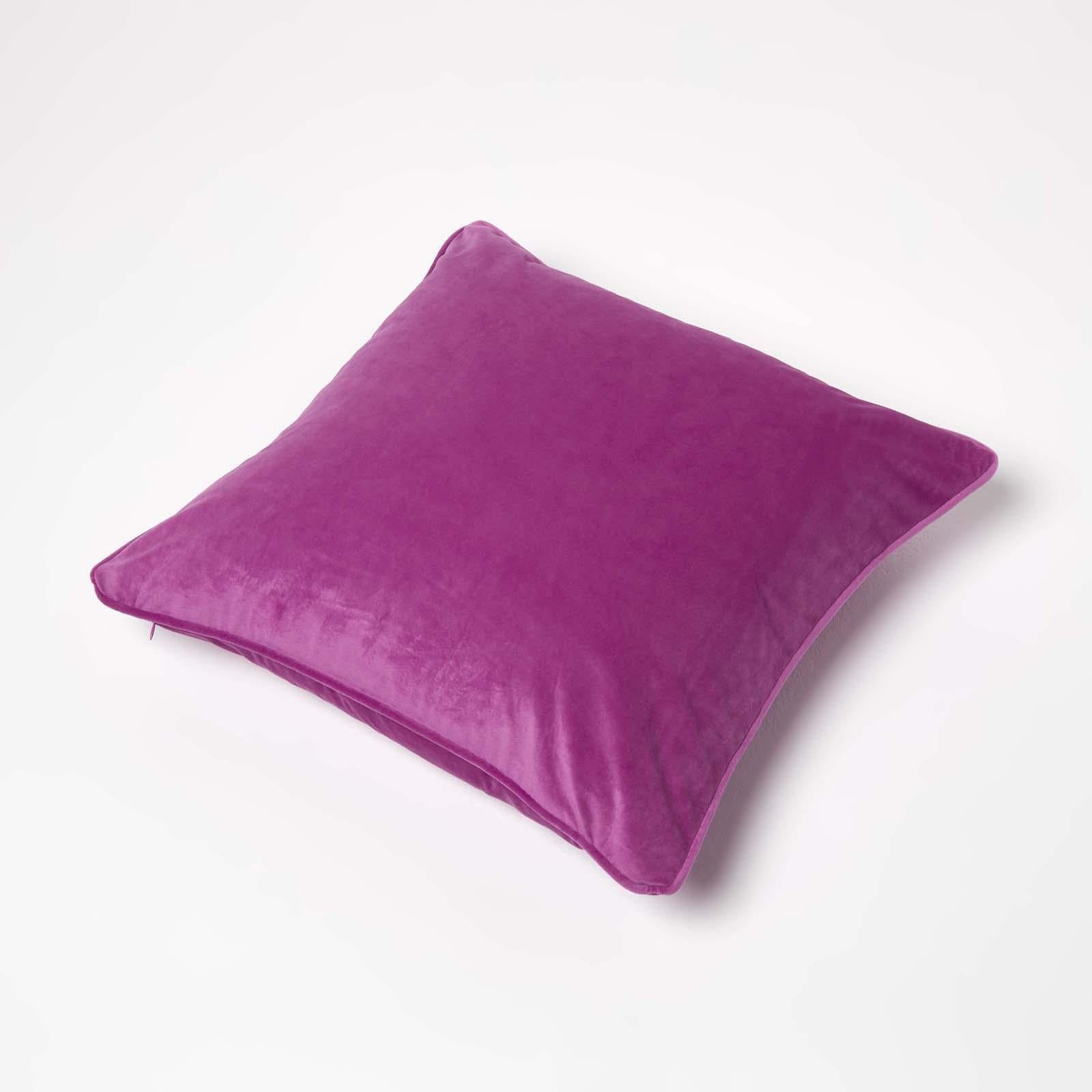 Filled Velvet Cushion With Piped Edge 46 X 46 Cm | 45cm x 45cm | Hot Pink