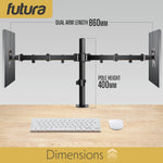 Single & Dual Monitor Arm For 13 To 32 Inch Screens - Dual Monitor Desk Mount With Clamp 90 Tilt And 360 Rotation & 180 Swivel | Dual Monitor Arm | Black