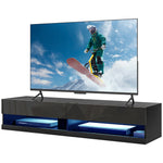 High Gloss Tv Stand Wall Mounted With Led | Black