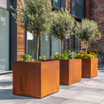 Corten Steel Straight Edge Cube Planter | 50cm x 50cm x 50cm | Brown