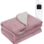 Heated Electric Throw 9h Timer 9 Heat Setting Shearling Fleece Blanket | Single | Pink