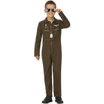 Top Gun Maverick Child's Aviator Costume, Green | Age 7-9
