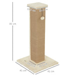 81cm Cat Scratching Post W/ Sisal Rope, Hanging Ball Soft Plush | Beige