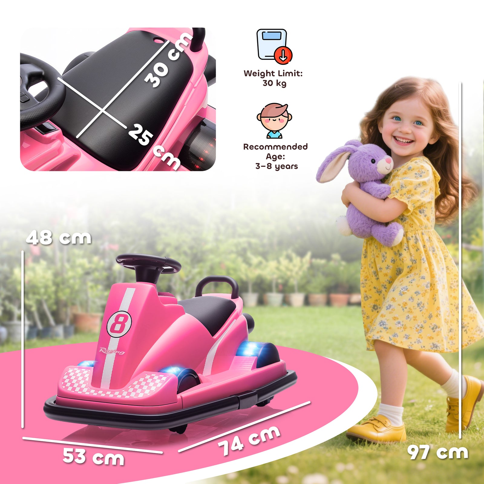 Electric Kids Bumper Car With 360 Degree Rotation Spin | Pink