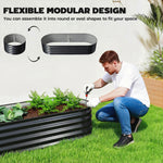 Raised Beds For Garden With Metal Plant Stakes | Set-of-2 | Dark Grey