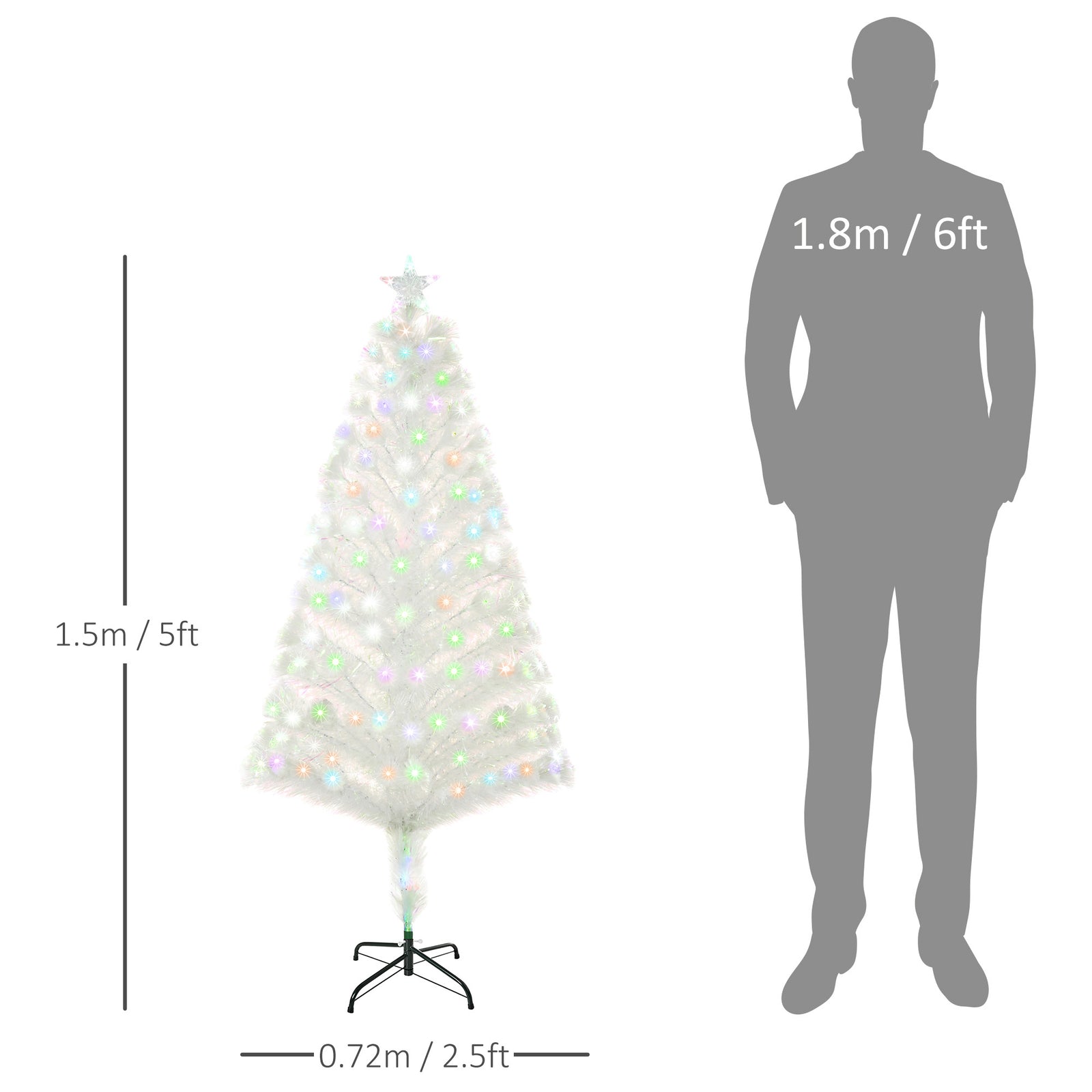 Pre-lit Artificial Christmas Tree Fibre Optic Xmas Decoration | 5ft | White