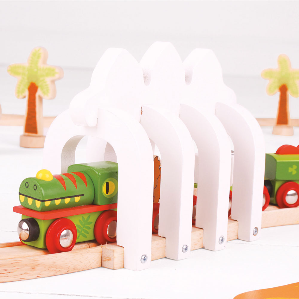 Wooden Dinosaur Train Engine & Carriages