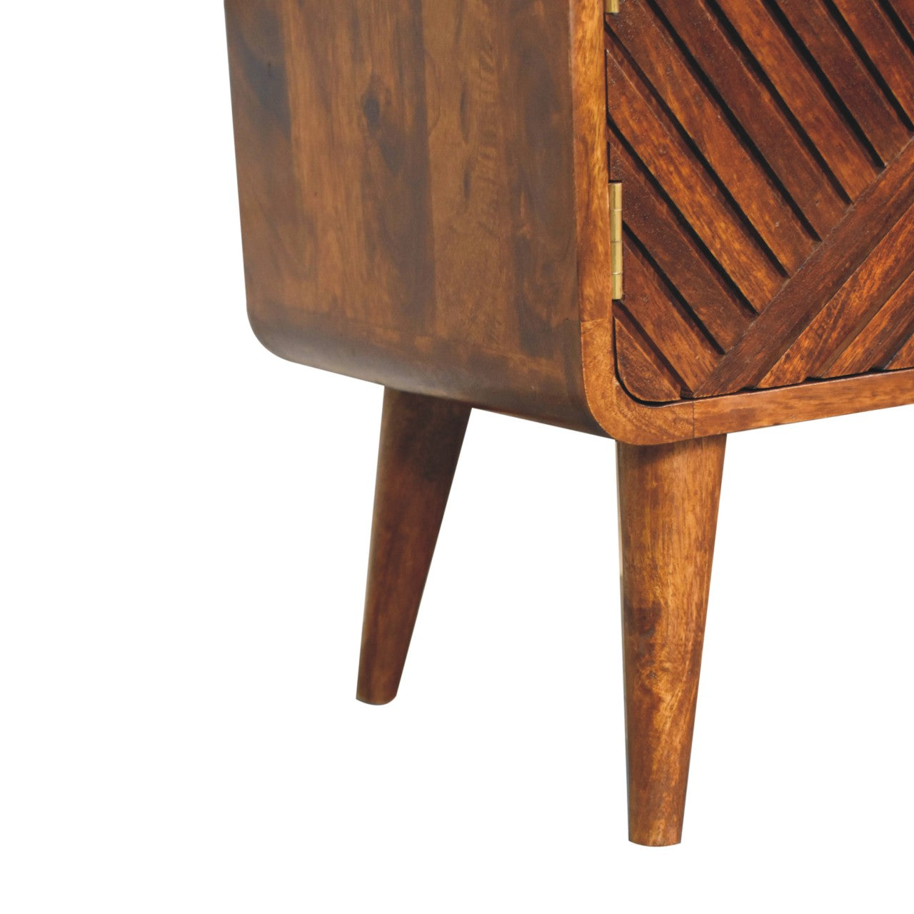 Solid Mango Wood Boucle Carved Chestnut Telephone Table