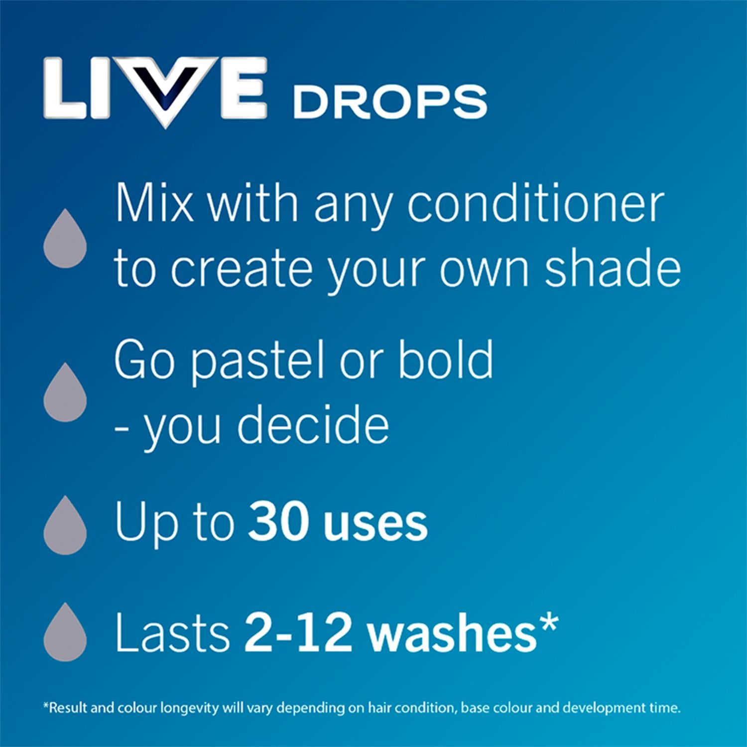 Live Colour Drops Semi-permanent Hair Dye, Ice Silver 3 Pack