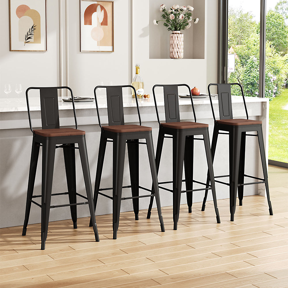 4 Pcs Industrial Vintage Metal Bar Stools | Set of 4