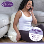 Deluxe Large Reading Pillow, Soft Ribbed Faux Fur, Shredded Memory Foam Cuddle Cuddle Cushion Backrest Arm Support | L | Cream