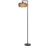 HOMCOM Dimmable Standing Lamp With Double Shade, Boho Floor Lamp, Black
