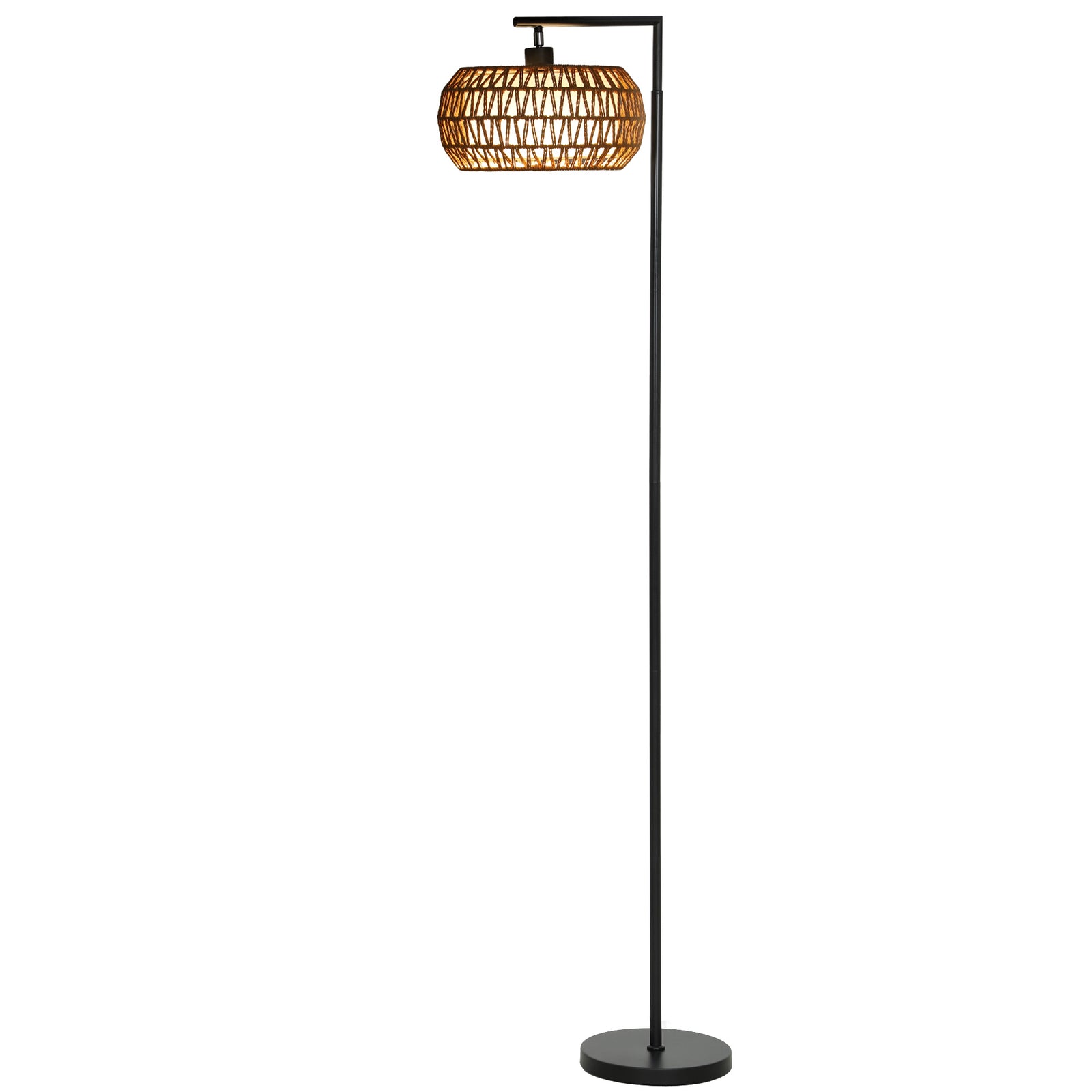 HOMCOM Dimmable Standing Lamp With Double Shade, Boho Floor Lamp, Black